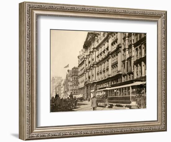 Streetcar on State Street North of the Palmer House, Chicago, 1890s-null-Framed Giclee Print