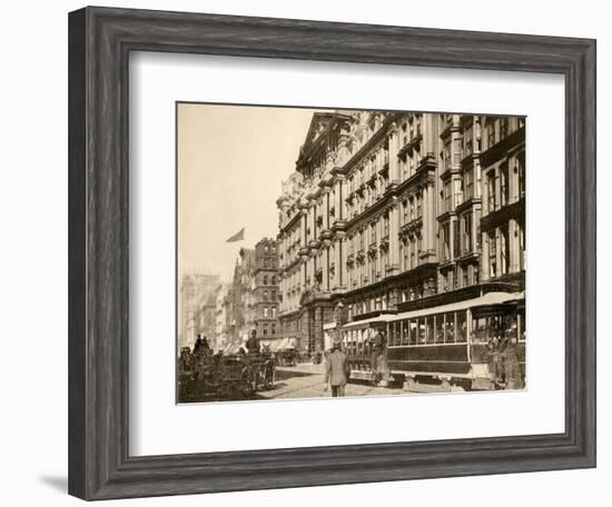 Streetcar on State Street North of the Palmer House, Chicago, 1890s-null-Framed Giclee Print