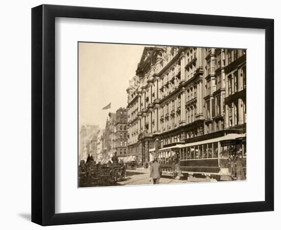 Streetcar on State Street North of the Palmer House, Chicago, 1890s-null-Framed Giclee Print