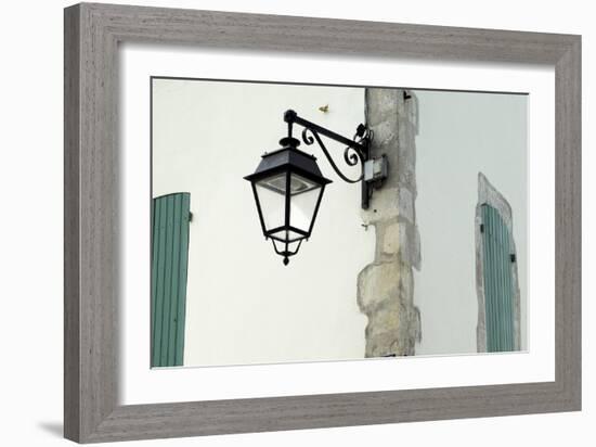 Streetlamp on a Building with Shuttered Windows. Il De Re, France-Stuart Cox Olwen Croft-Framed Photographic Print