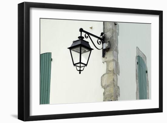 Streetlamp on a Building with Shuttered Windows. Il De Re, France-Stuart Cox Olwen Croft-Framed Photographic Print