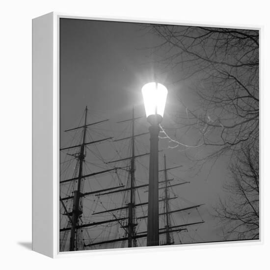 Streetlight with Boat in the Background, London, c.1940-John Gay-Framed Premier Image Canvas