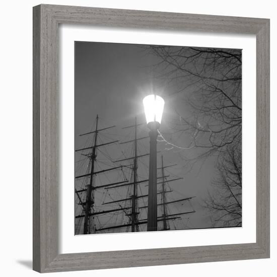 Streetlight with Boat in the Background, London, c.1940-John Gay-Framed Giclee Print