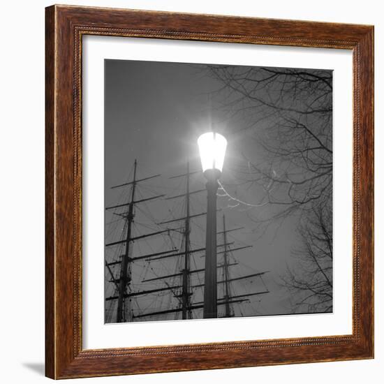 Streetlight with Boat in the Background, London, c.1940-John Gay-Framed Giclee Print