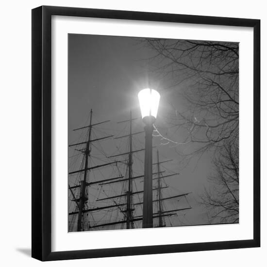 Streetlight with Boat in the Background, London, c.1940-John Gay-Framed Giclee Print