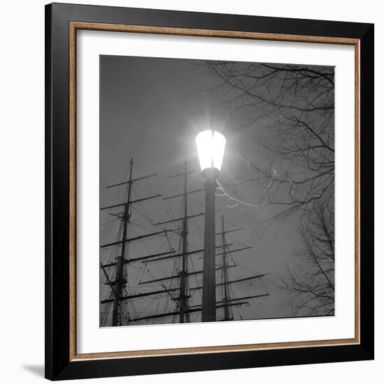 Streetlight with Boat in the Background, London, c.1940-John Gay-Framed Giclee Print