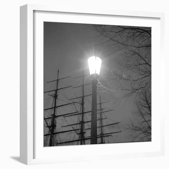 Streetlight with Boat in the Background, London, c.1940-John Gay-Framed Giclee Print