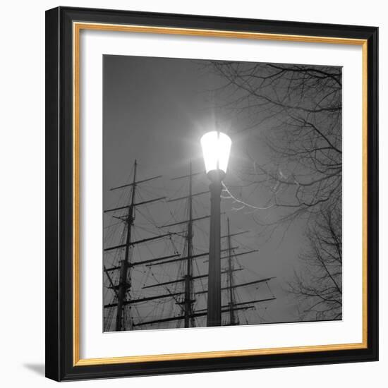 Streetlight with Boat in the Background, London, c.1940-John Gay-Framed Giclee Print