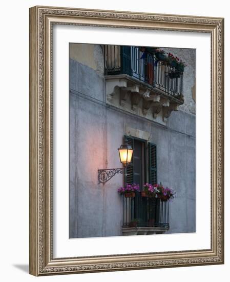 Streetlights on Via R. Settimo, Ortygia Island, Syracuse, Sicily, Italy-Walter Bibikow-Framed Photographic Print