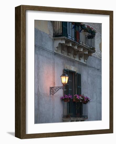 Streetlights on Via R. Settimo, Ortygia Island, Syracuse, Sicily, Italy-Walter Bibikow-Framed Photographic Print