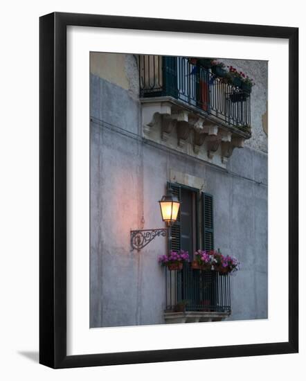 Streetlights on Via R. Settimo, Ortygia Island, Syracuse, Sicily, Italy-Walter Bibikow-Framed Photographic Print