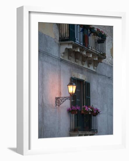 Streetlights on Via R. Settimo, Ortygia Island, Syracuse, Sicily, Italy-Walter Bibikow-Framed Photographic Print