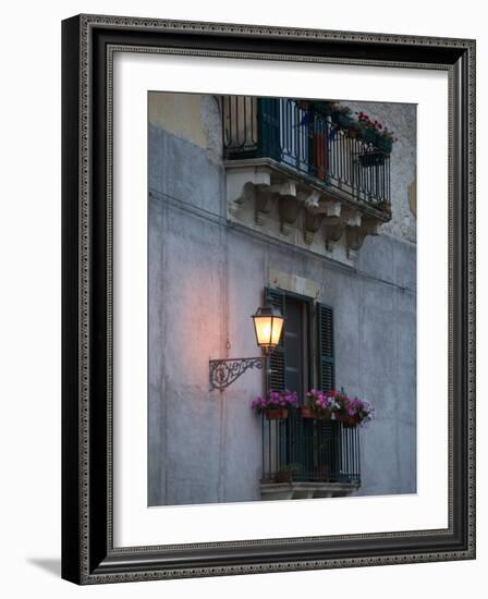 Streetlights on Via R. Settimo, Ortygia Island, Syracuse, Sicily, Italy-Walter Bibikow-Framed Photographic Print