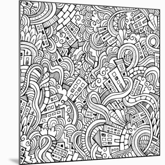 Streets And Houses Coloring Art-null-Mounted Coloring Poster