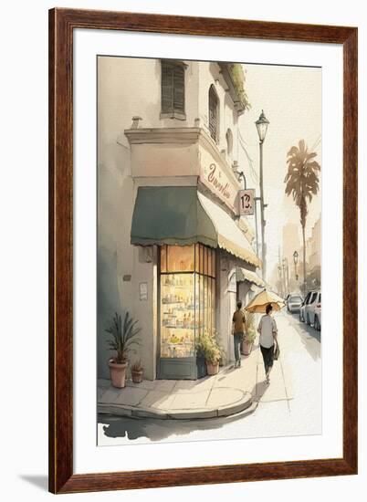 Streets of Los Angeles Watercolor I-Lana Kristiansen-Framed Art Print