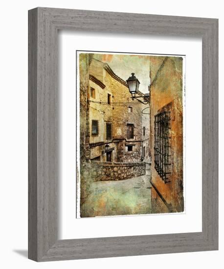 Streets Of Medieval Spain - Picture In Painting Style-Maugli-l-Framed Premium Giclee Print
