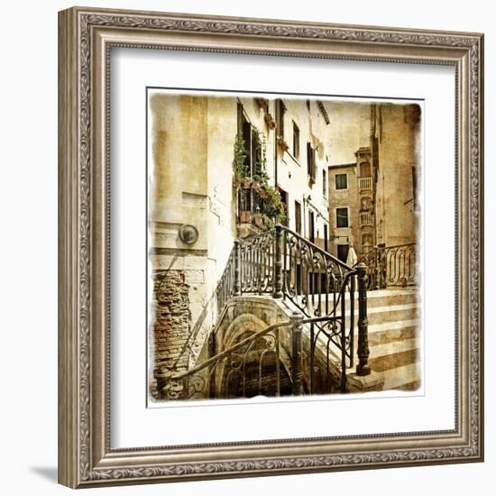 Streets Of Old Venice -Picture In Retro Style-Maugli-l-Framed Art Print