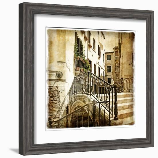 Streets Of Old Venice -Picture In Retro Style-Maugli-l-Framed Art Print