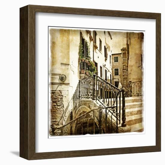 Streets Of Old Venice -Picture In Retro Style-Maugli-l-Framed Art Print