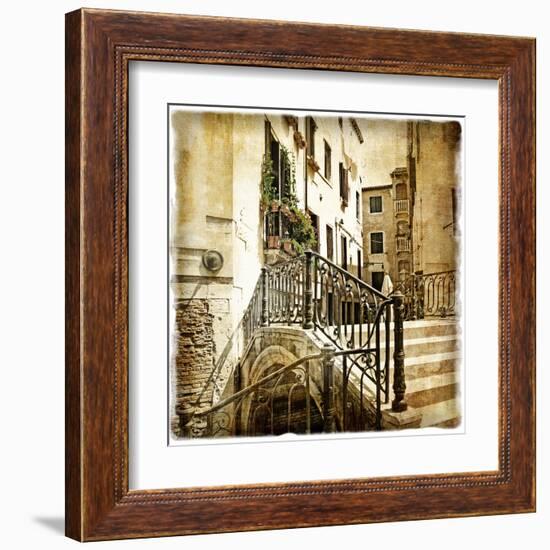 Streets Of Old Venice -Picture In Retro Style-Maugli-l-Framed Art Print