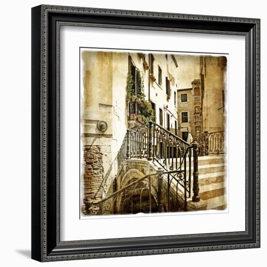 Streets Of Old Venice -Picture In Retro Style-Maugli-l-Framed Art Print