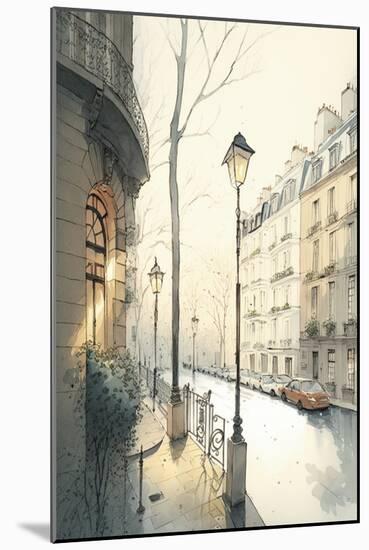 Streets of Paris Watercolor IV-Lana Kristiansen-Mounted Art Print