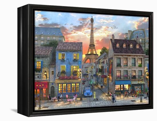 Streets of Paris-Dominic Davison-Framed Stretched Canvas