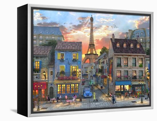 Streets of Paris-Dominic Davison-Framed Stretched Canvas