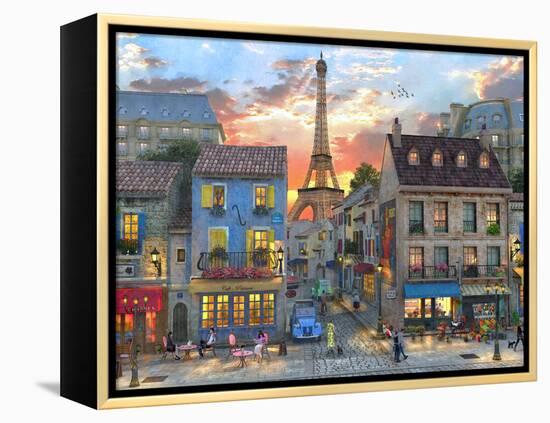 Streets of Paris-Dominic Davison-Framed Stretched Canvas