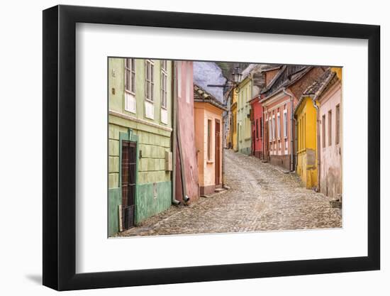 Streets of the medieval town Sighisoara, Transylvania, Romania-Nadia Isakova-Framed Photographic Print