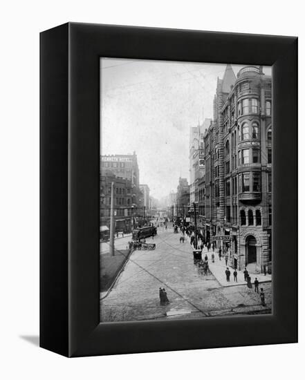 Streetscene, Seattle, Circa 1900-Asahel Curtis-Framed Premier Image Canvas