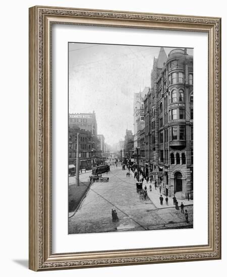 Streetscene, Seattle, Circa 1900-Asahel Curtis-Framed Giclee Print