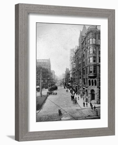 Streetscene, Seattle, Circa 1900-Asahel Curtis-Framed Giclee Print