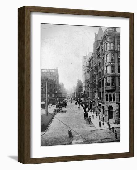 Streetscene, Seattle, Circa 1900-Asahel Curtis-Framed Giclee Print