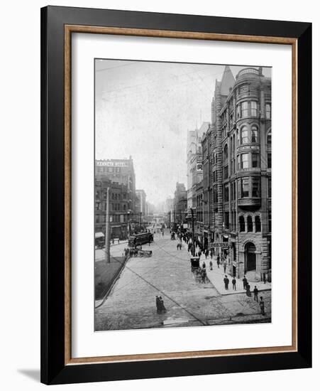 Streetscene, Seattle, Circa 1900-Asahel Curtis-Framed Giclee Print