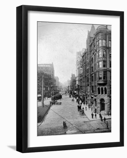 Streetscene, Seattle, Circa 1900-Asahel Curtis-Framed Giclee Print