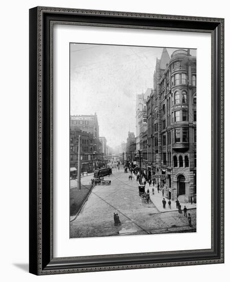 Streetscene, Seattle, Circa 1900-Asahel Curtis-Framed Giclee Print