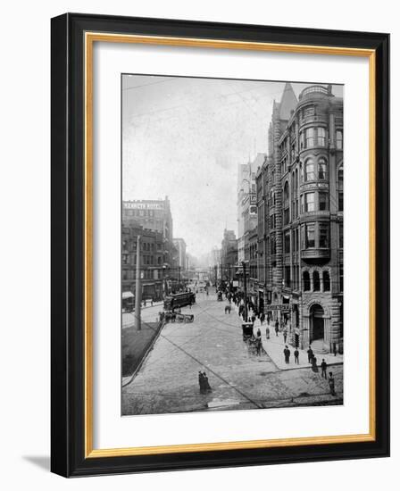 Streetscene, Seattle, Circa 1900-Asahel Curtis-Framed Giclee Print