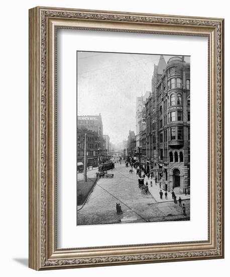 Streetscene, Seattle, Circa 1900-Asahel Curtis-Framed Giclee Print