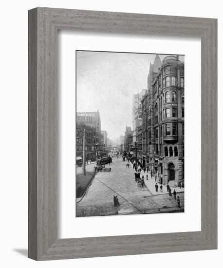Streetscene, Seattle, Circa 1900-Asahel Curtis-Framed Giclee Print