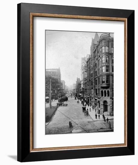 Streetscene, Seattle, Circa 1900-Asahel Curtis-Framed Giclee Print