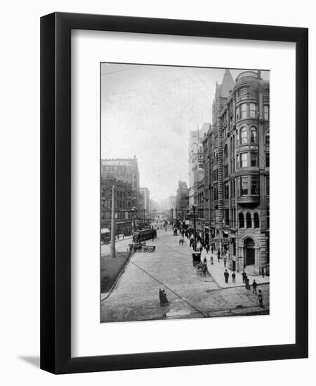 Streetscene, Seattle, Circa 1900-Asahel Curtis-Framed Giclee Print