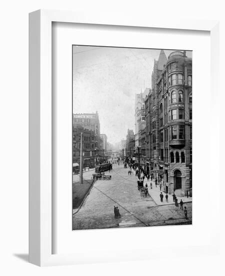 Streetscene, Seattle, Circa 1900-Asahel Curtis-Framed Giclee Print