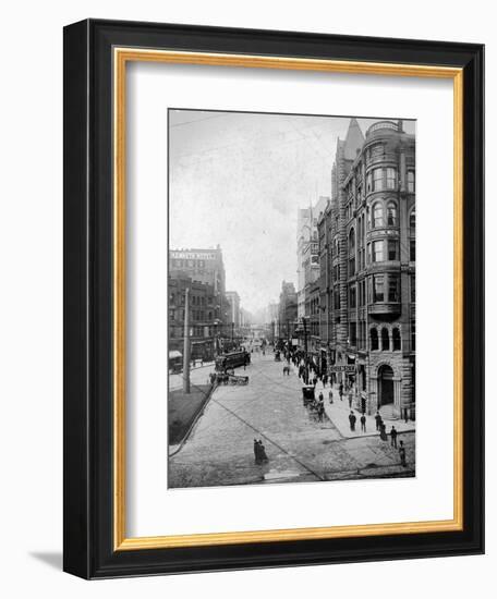 Streetscene, Seattle, Circa 1900-Asahel Curtis-Framed Giclee Print