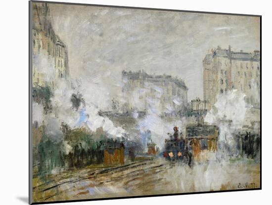 Streetside of the Gare St. Lazare, Seen Towards the Tunnel of Batignolles, 1877-Claude Monet-Mounted Giclee Print