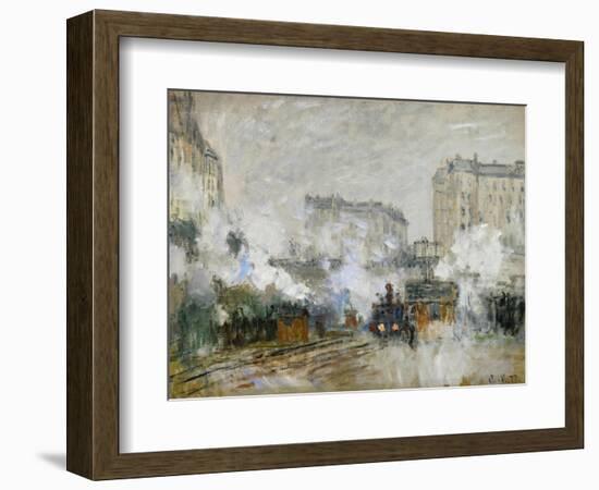 Streetside of the Gare St. Lazare, Seen Towards the Tunnel of Batignolles, 1877-Claude Monet-Framed Giclee Print