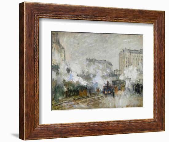 Streetside of the Gare St. Lazare, Seen Towards the Tunnel of Batignolles, 1877-Claude Monet-Framed Giclee Print