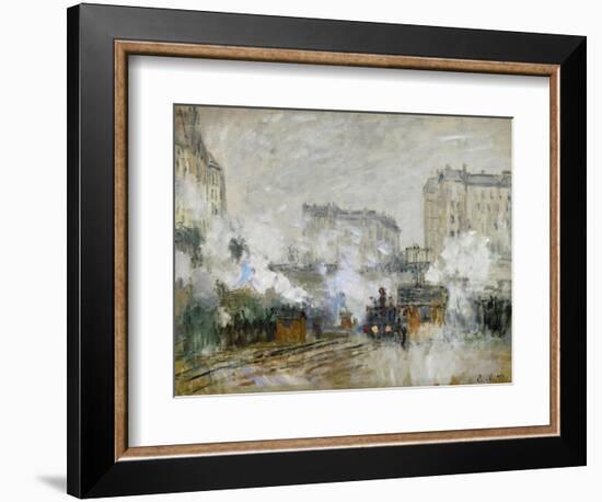 Streetside of the Gare St. Lazare, Seen Towards the Tunnel of Batignolles, 1877-Claude Monet-Framed Giclee Print