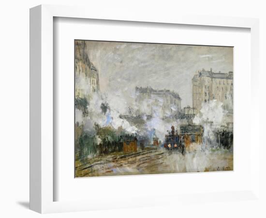 Streetside of the Gare St. Lazare, Seen Towards the Tunnel of Batignolles, 1877-Claude Monet-Framed Giclee Print