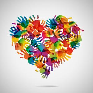 Colored Heart From Hand Print Icons by strejman